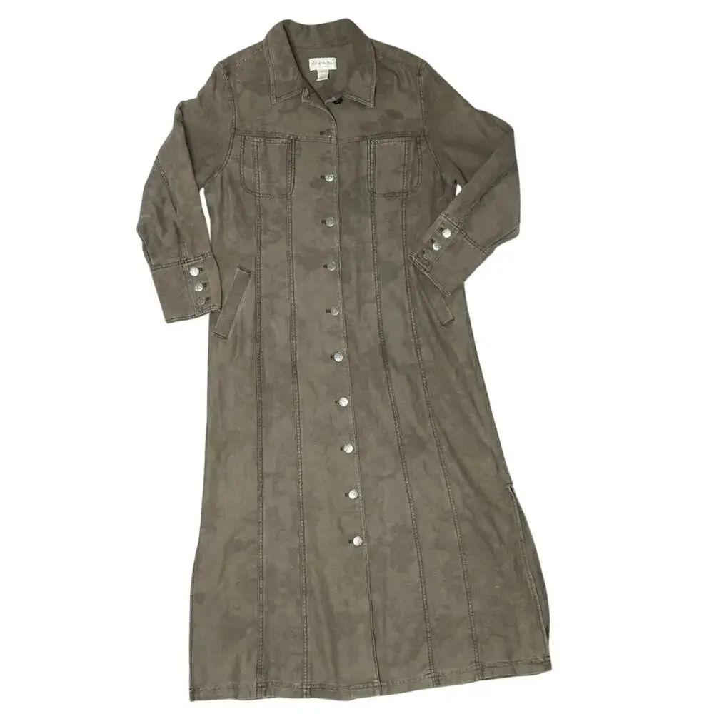 J Jill Womens 10P Maxi Trench Jacket Western Rodeo Country Y2K Vintage Duster